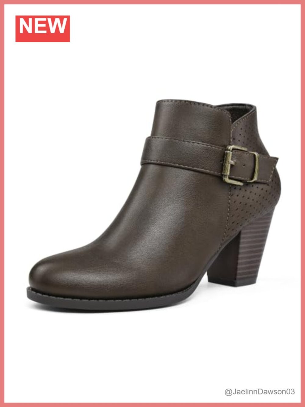 Women's Ankle Boots Chunky Heel Booties Side Zipper Round Toe PU Rubber Sole